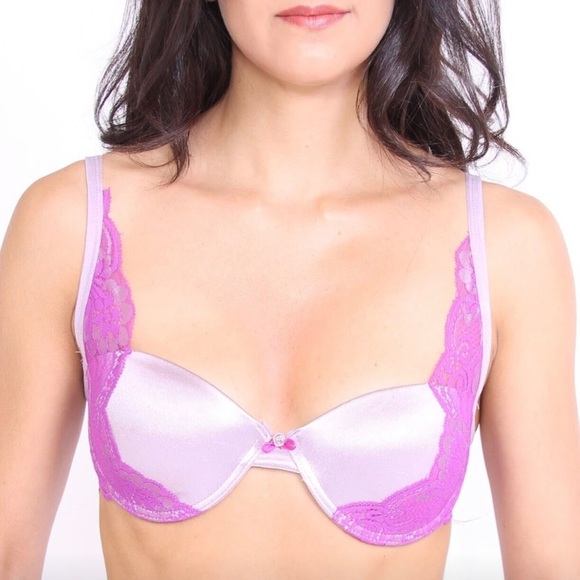 IZA Stretch Satin & Lace Molded‎ Cups Underwire Bra 38C NEW - Picture 4 of 15